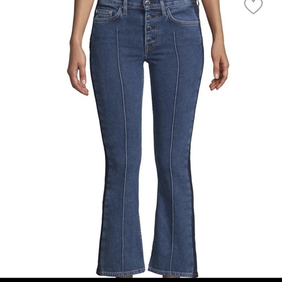 Cotton Citizen x Revolve fly front black cropped bell bottom jeans W26 l 27. NWT - Picture 2 of 7